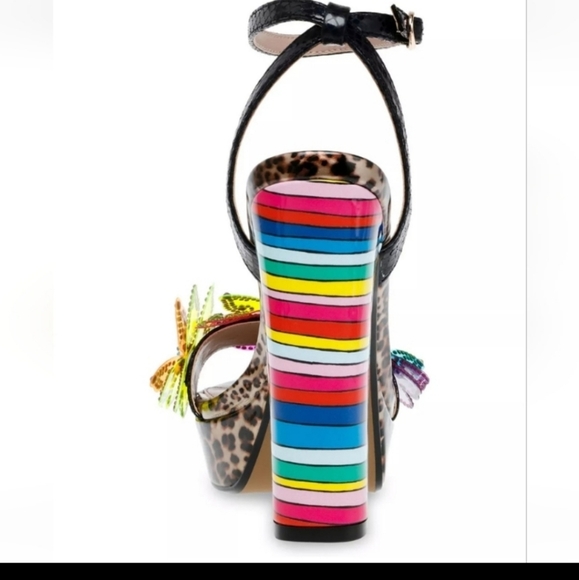 Betsey johnson  leopard steipea 3d  butterfly flat form    high heeled  Sandal - Picture 5 of 7